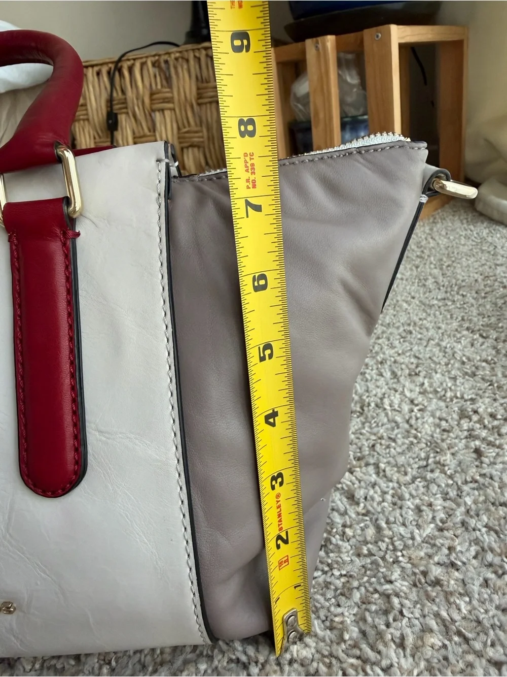 Marc by Marc Jacobs Colorblock Satchel Top Handle Bag Gray Beige Burgundy Zip
